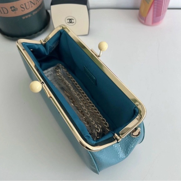 Miu Miu Turquoise Clutch with Gold Chain - Picture 6 of 7